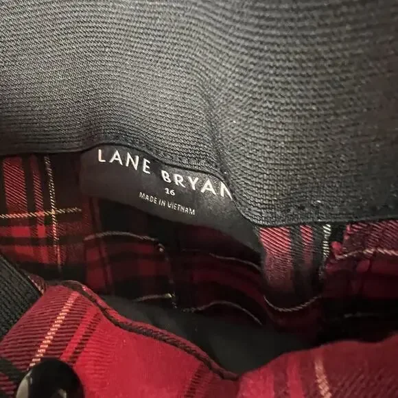 LANE BRYANT Slim Ankle 4 Season Pant Stretch Red Tartan Plaid SZ 16 Mid Rise - Picture 5 of 8